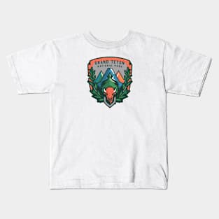 Bison and Grand Teton National Park Kids T-Shirt